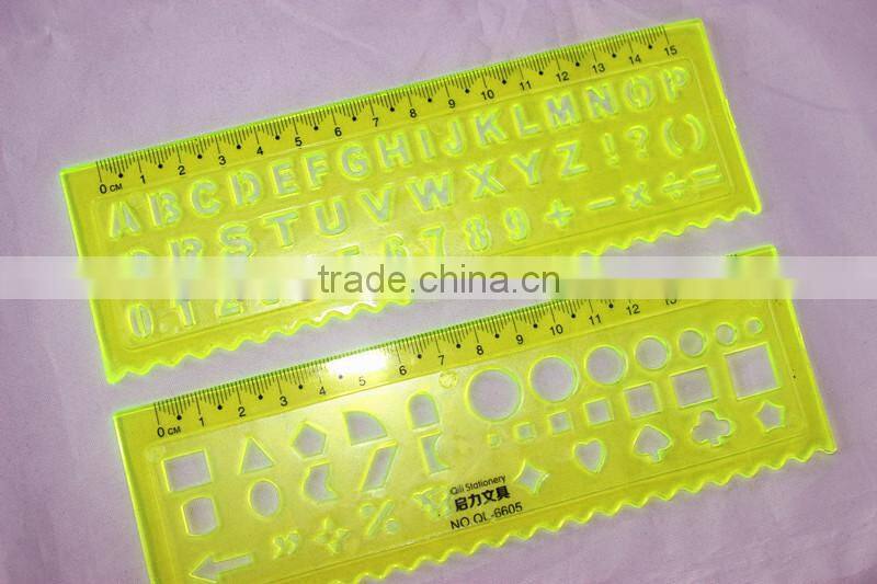 2015 Hot Factory Direct Sale OEM High Quality 2 Pieces PVC Letter Stencil Ruler school stationery