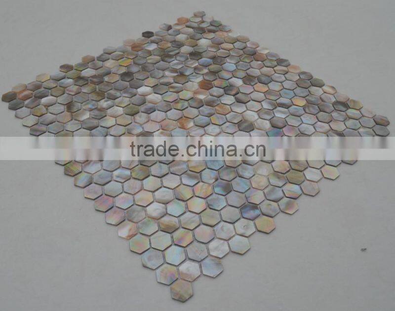 penguin sea shell mosaic in hexagonal pattern , wall tile,interior wall decoration