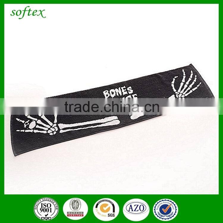 china supply 25x100cm 100 cotton high quality jacquard logo sport towel