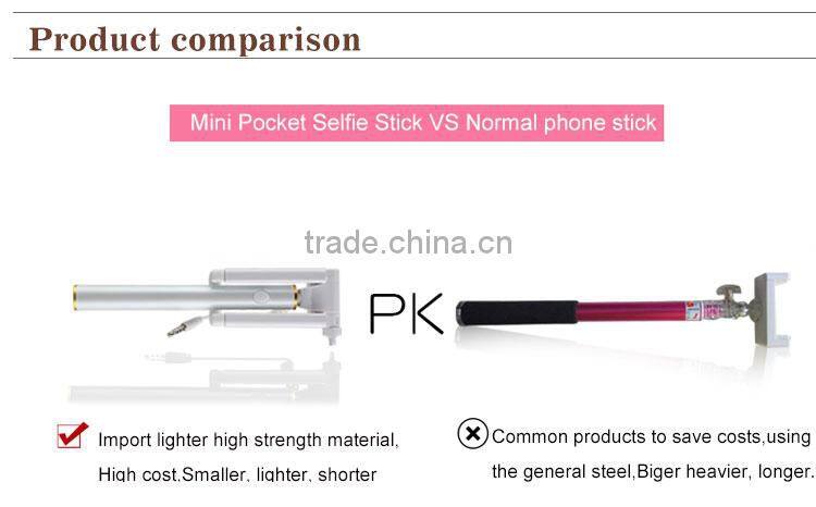 Veister 2016 Pocket size plug and play foldable mini wired cable selfie stick monopod