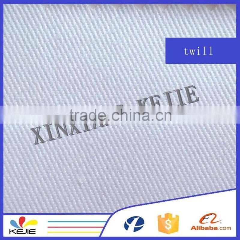 kejie supply stock T/C65/35 20*16 128*60 white Lincom polyester twill fabric