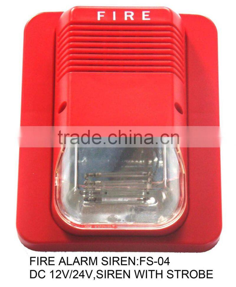 FS-04,DC12V 24V fire alarm siren with led light,price of factory