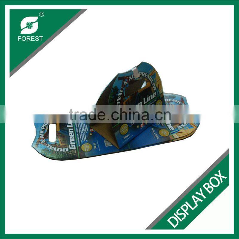 CUSTOM PRINT C FLIUTE CORRUGATED DISPLAY CARTONS PAPERBOARD FLAT SHIPPING CARRIERS WITH HANDLES