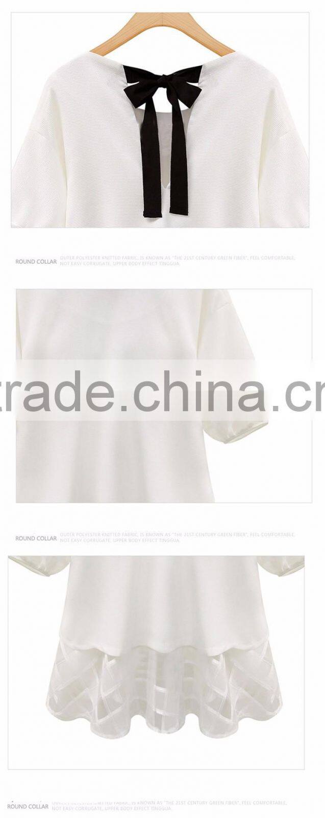 New Fashion O-Neck Short Sleeve Chiffon T Shirt Woman