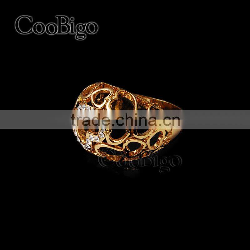 Fashion Jewelry Elegant Rhinestone Love Ring Women Wedding Birthday Party Show Gift Dresses Apparel Promotion Accessories