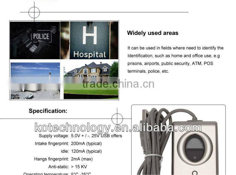 Red LED Digital Persona Fingerprint Scanner /Biometric fingerprint reader URU4000B
