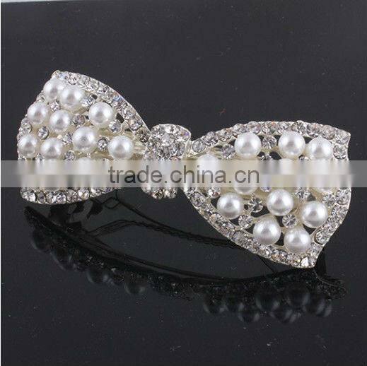 Luxurious rhinestone hair clip with pearl manufacturers China supplier BY 1879