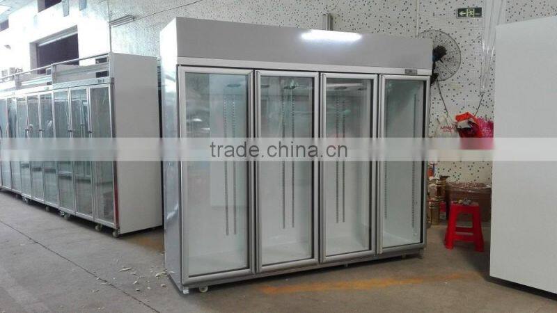 commercial glass door 4door freezer display showcase