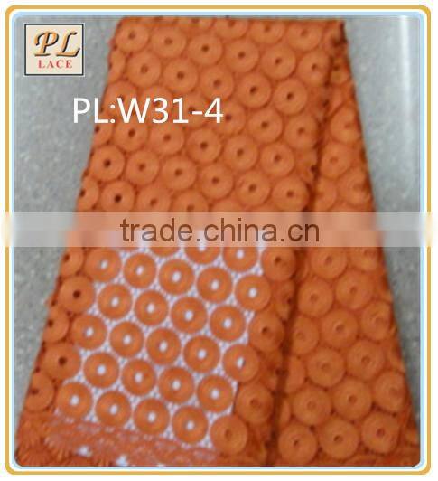 2015 best selling 100 % polyester fabric and textile embroidery lace for women wear