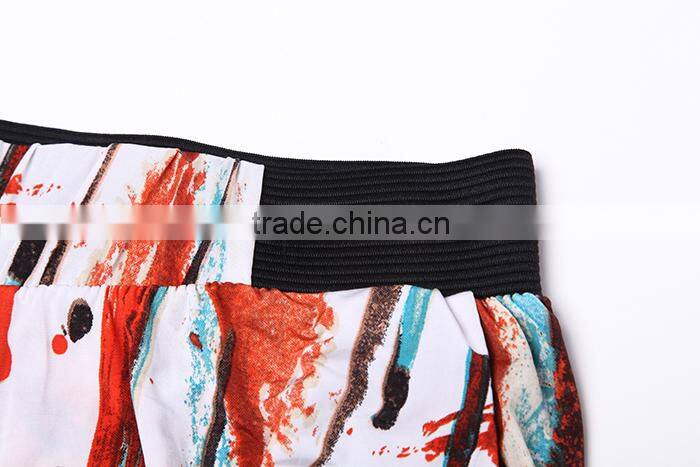 lady's wide leg pants fashion printed elastic waist causual palazzo pants women