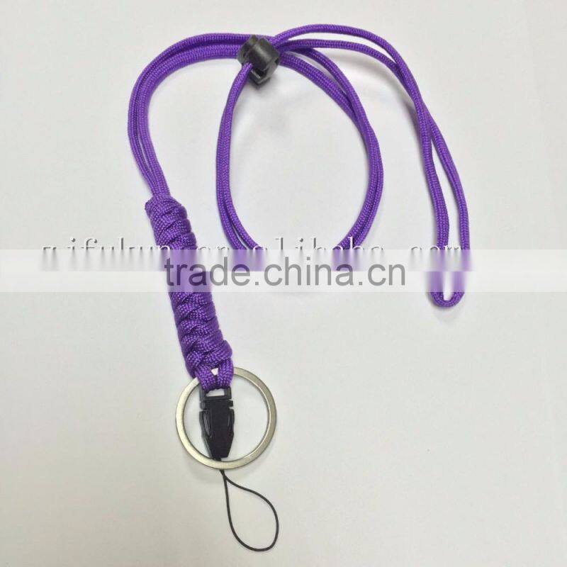 paracord survival lanyard necklace with split ring for keys,ID holders