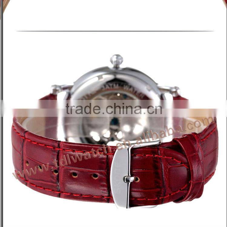 Genuine Leather Mechanical Stylish Men Skeleton Watch