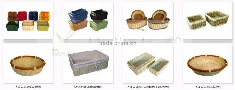 Colorful storage rattan Basket Set of 3 with Handle