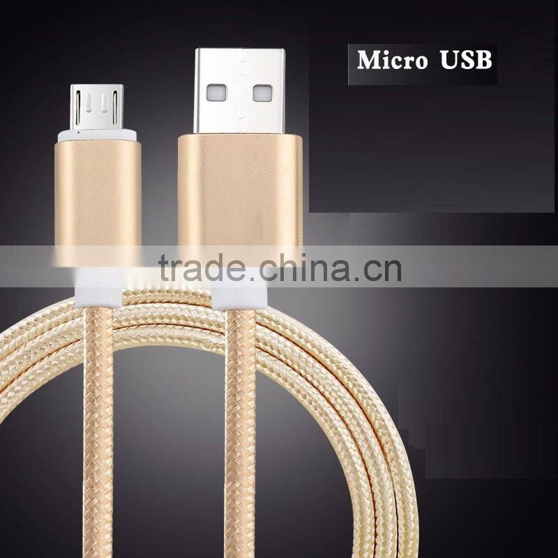 Nylon Braided fast charging micro usb data cable for samsung