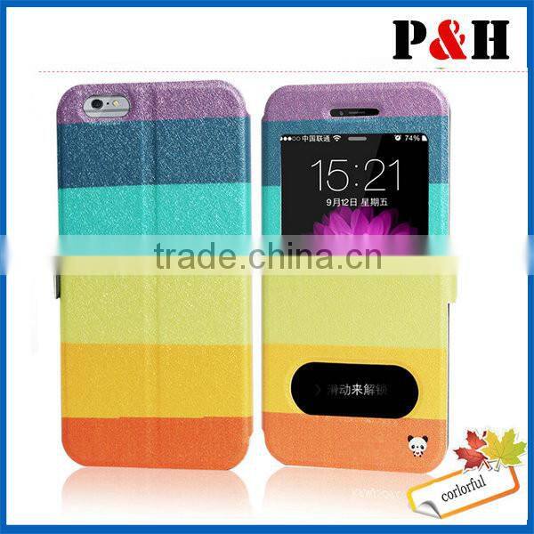 For iphone 6 Lovely pattern leather Case/Flip Wallet colored drawing Leather Case