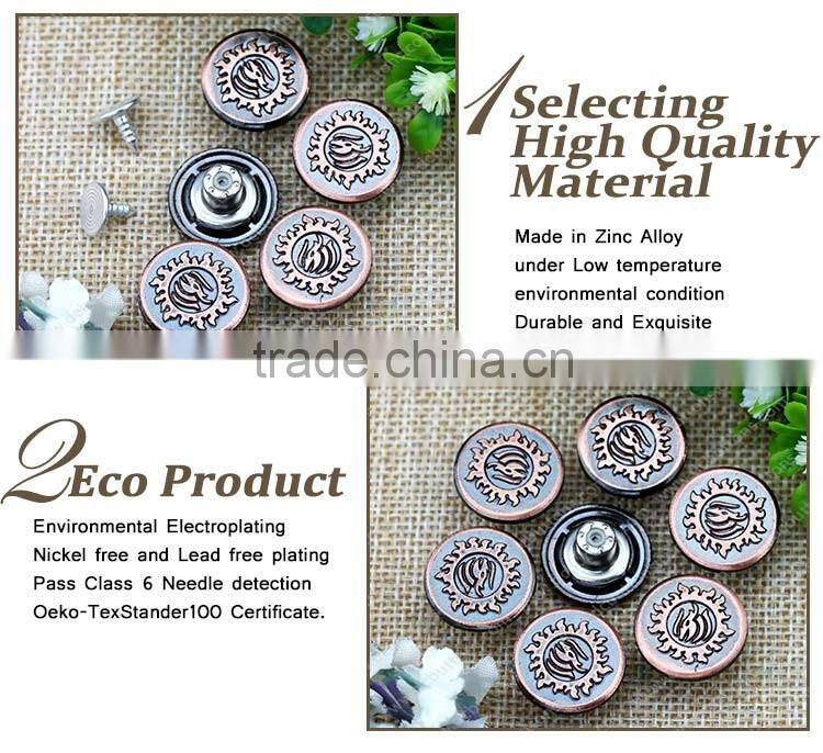 Metal Logo Custom Made Clothing Buttons for Jeans Wear