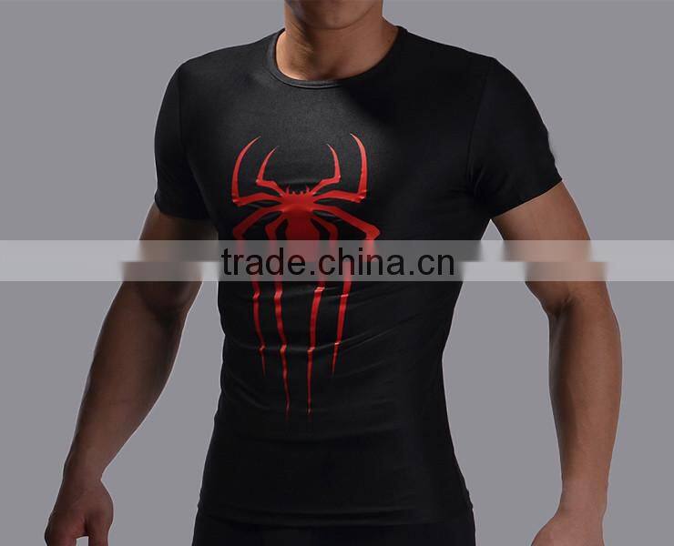 Summer style men marvel superhero/bat-man compression t shirt superman gym men fitness sport workout crossfit clothes shirt