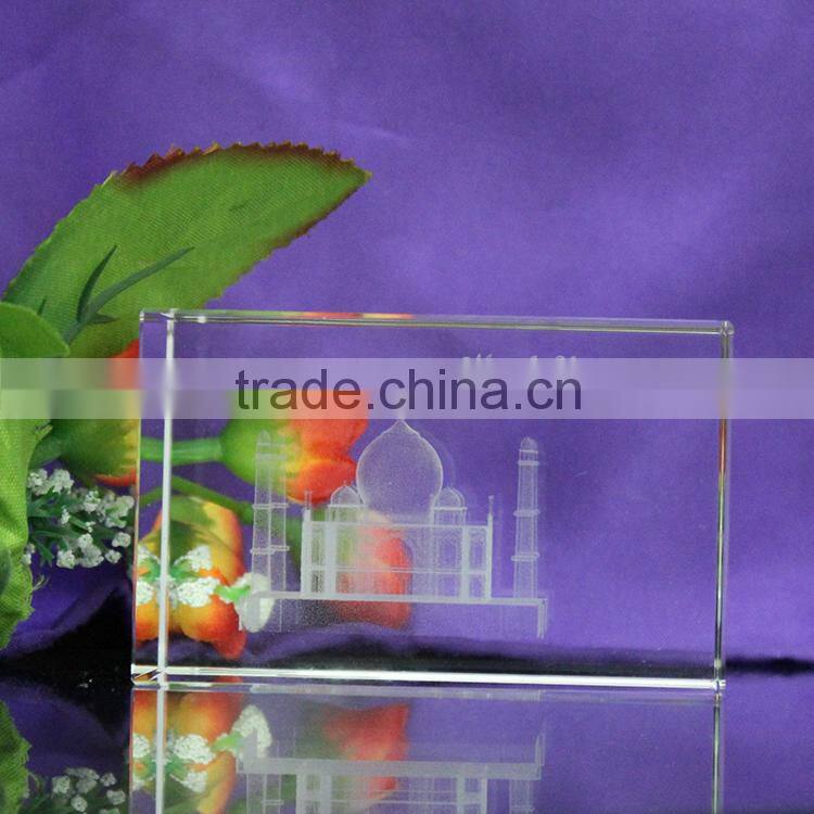 2015 clear cheap 3d crystal laser engraving gift
