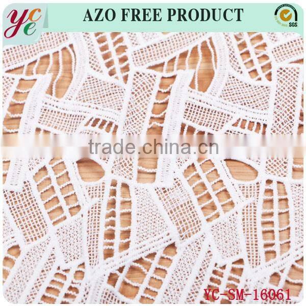 Fashion white irregular strips woven lace fabric embroidery stone for garment