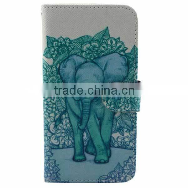 PU leather case for samsung galaxy S6 Edge,card holder case for samsung galaxy,elephant painting case for samsung