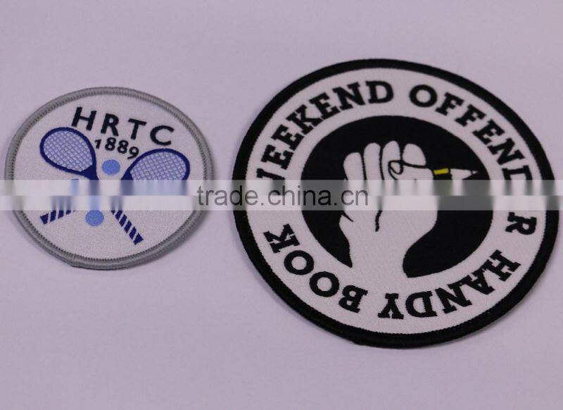 High quality custom iron on towel embroidery woven patches for garment