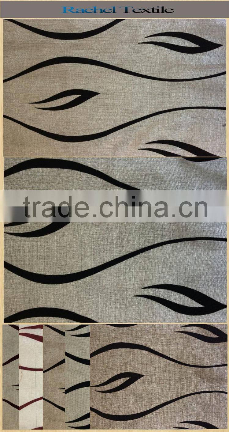 280gsm polyester cotton fabric leave pattern linen cotton fabric various color
