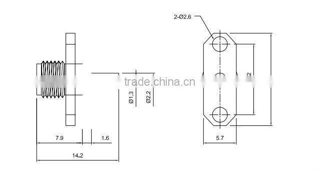 RP SMA Solder Jack Flange Coaxial Cable Circular Connector Adapter