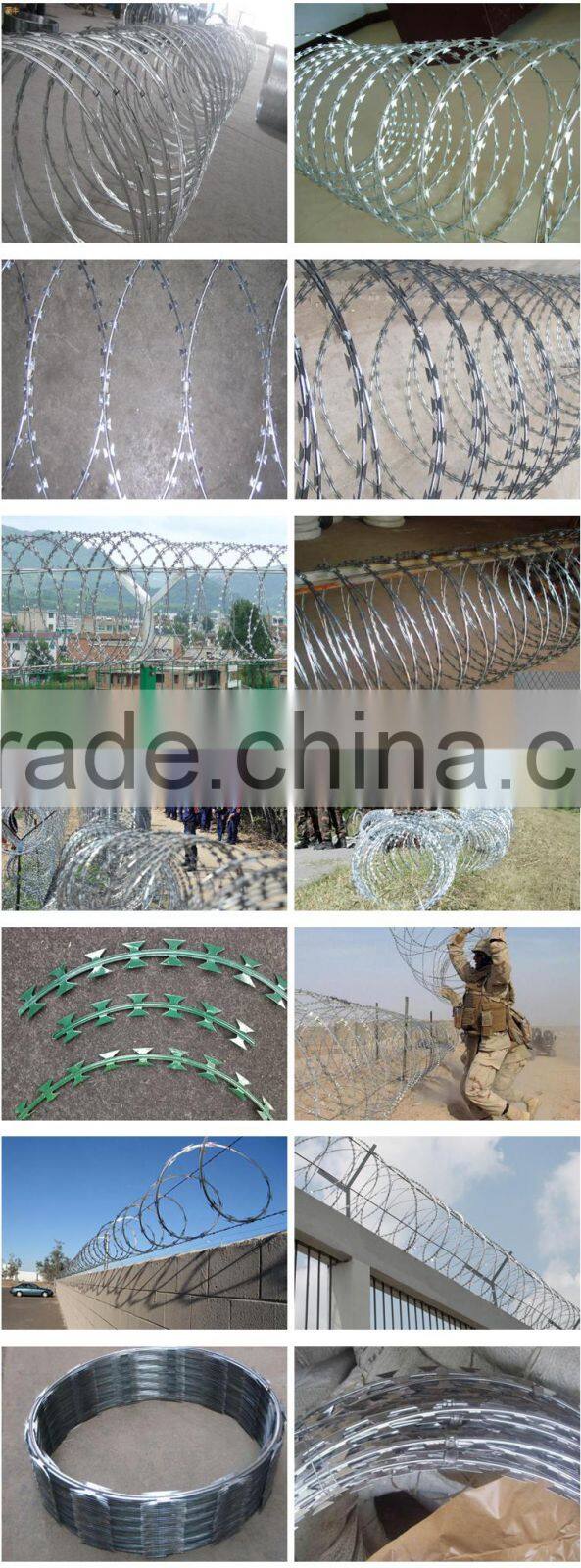 Low price electro Galvanized Flat wrap Razor Barbed Wire fencing