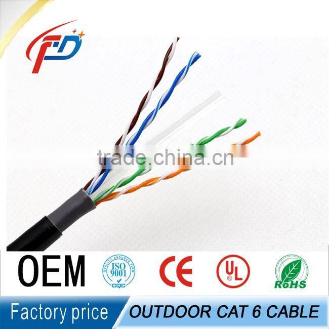 1000ft outdoor 23awg 4pair copper waterproof cat6 patch cable