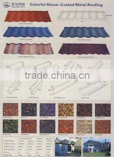 Popular shingle type colorful stone metal roof