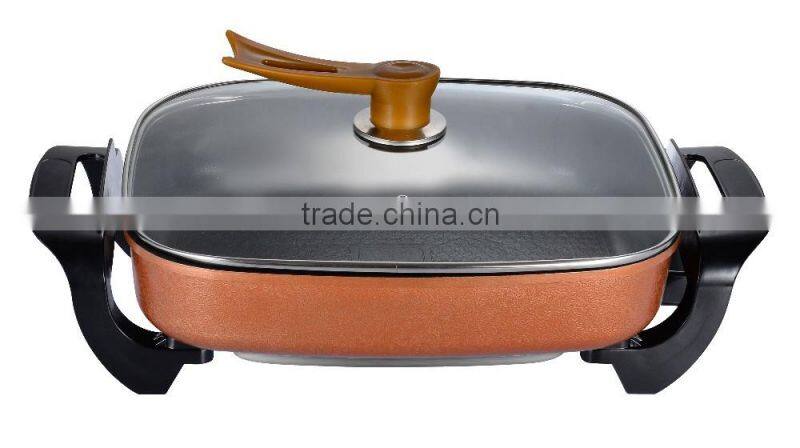 Non-stick aluminium ceremic square electric skillet