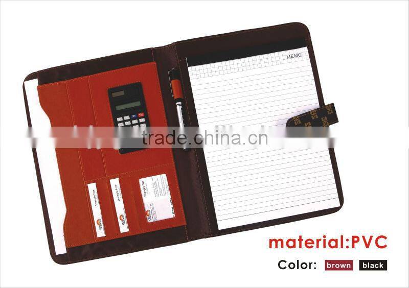 Good Quality 33*25cm with Calculator Black/Brown Color PVC Agenda/Note Book.
