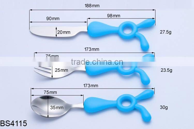 Children baby infant kids feeding stainless steel fork spoon knife sets