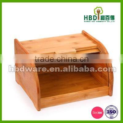 new products high quality hot selling bamboo bread box,bread bin storage box, wholesale
