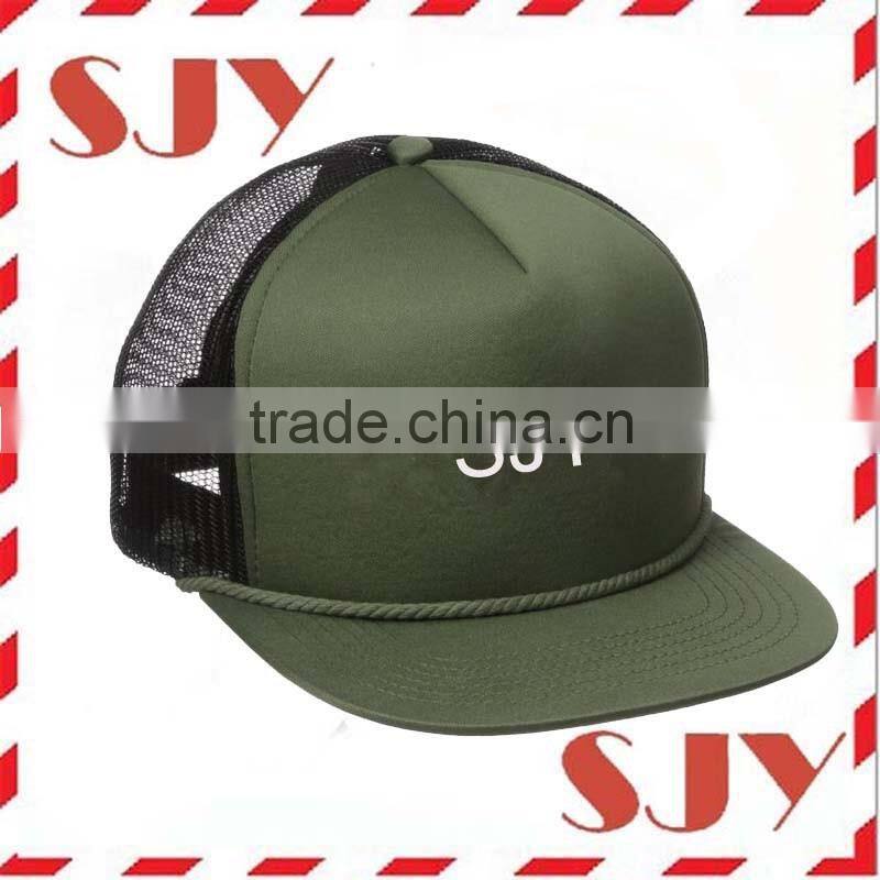 Wholesale Flat brim 5 Panel Mesh Back Trucker Cap