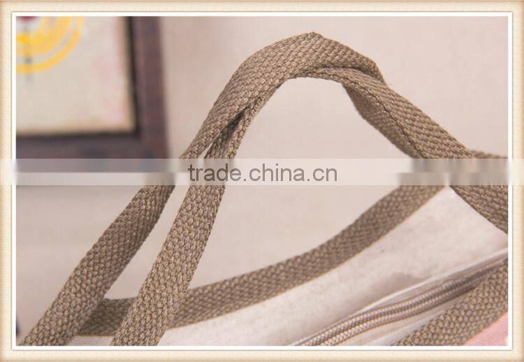Hot sell unique cotton and linen ladies handbag