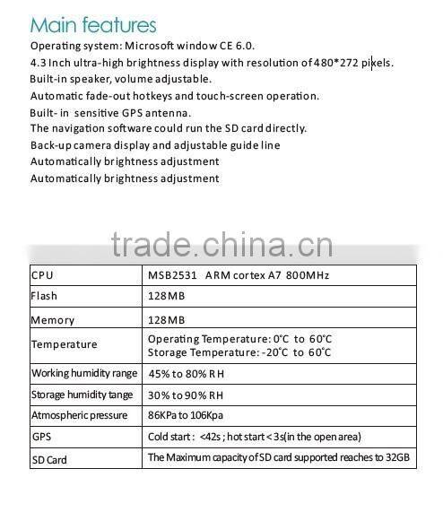 4.3 inch GPS & navigation rear view mirror monitor with car backup camera and auto brightness adjustment