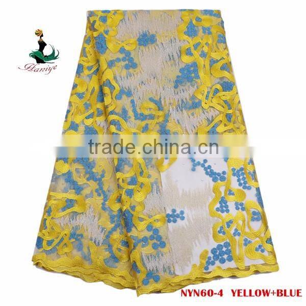 Haniye 2016 Fashion African Wedding Dress Embroidered Net Lace /tulle Lace Fabric/NYN60