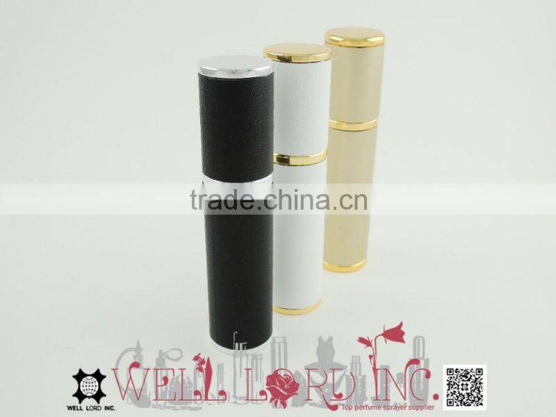 12ml classic silver loop black leather wrapped purse atomizer
