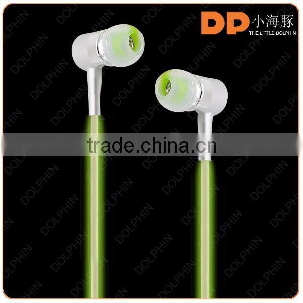 alibaba 3.5mm plug metal sport earbuds glow in dark fluorescence earphone