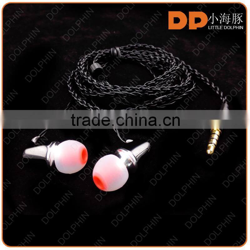 China supplier noise cancelling spring extension cable metal earbuds in ear earphone