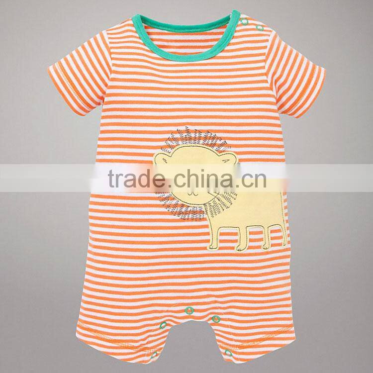 china wholesale orange color striped baby animal print rompers