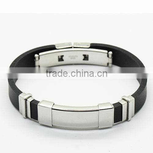 mens wider black hand rubber band weaving bracelet