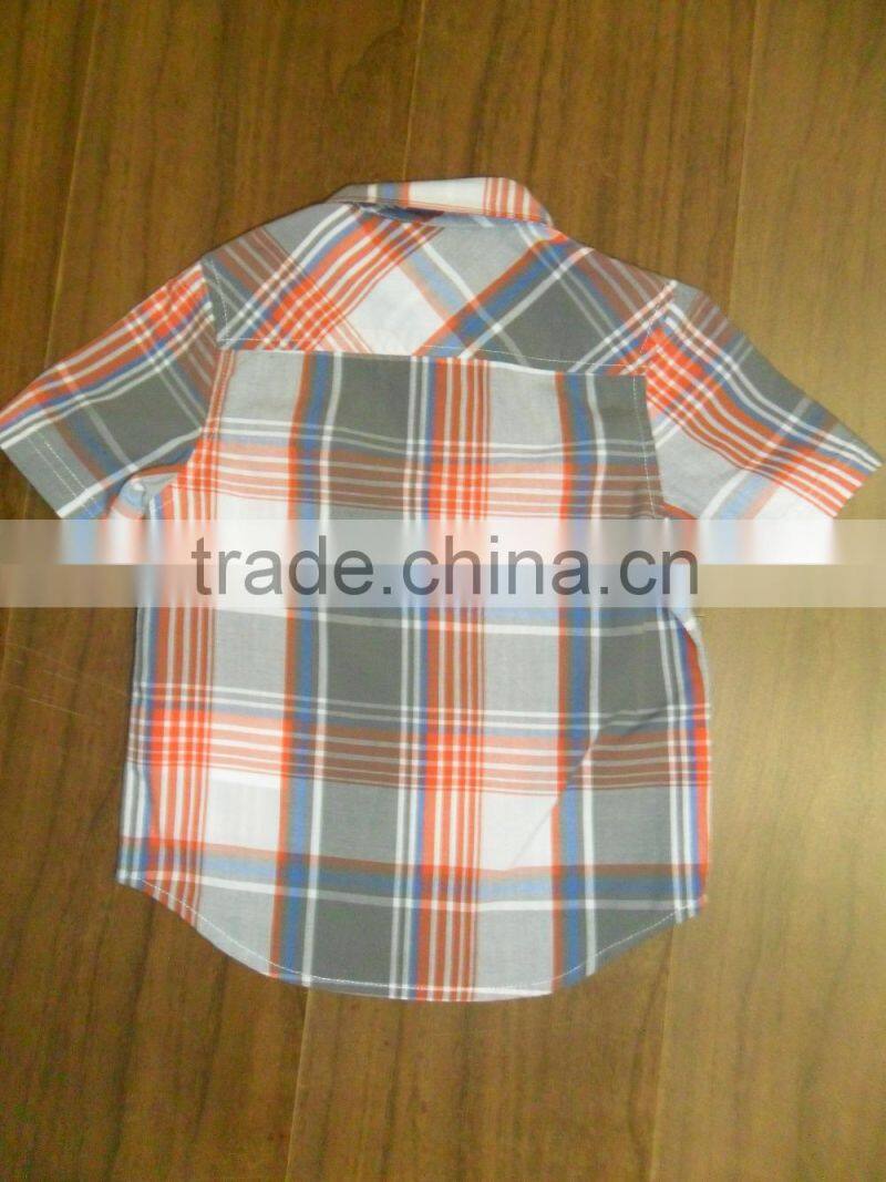 hot sale new style hawaiian fashion boy's summer short wide sleeve plaid shirt