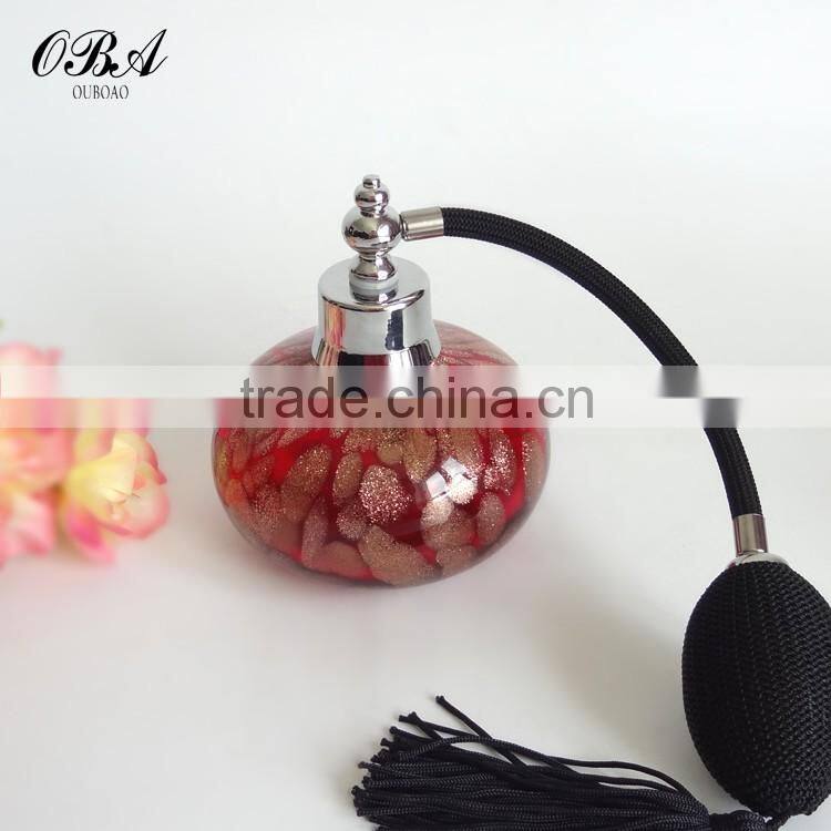 Handmade red gold pot air bag glass perfume bottle / Wholesale 80ml empty glass air bag atomizer perfume bottle