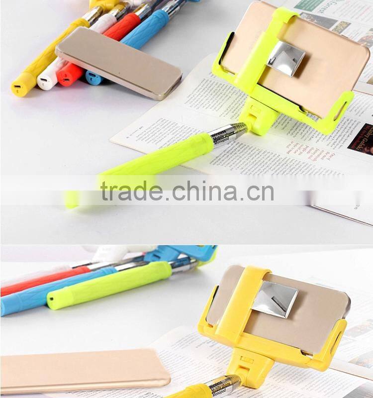 2015 wholesale camera bluetooth monopod selfie stick with mirror