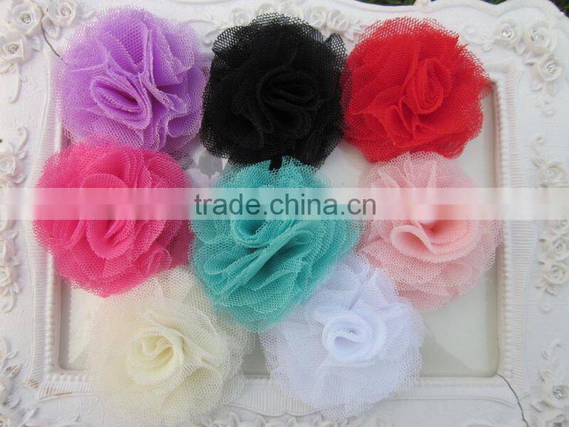 5.5cm Mesh Flowers Chiffon Shabby Flowers Silk Lace Hair Flowers IN STOCK