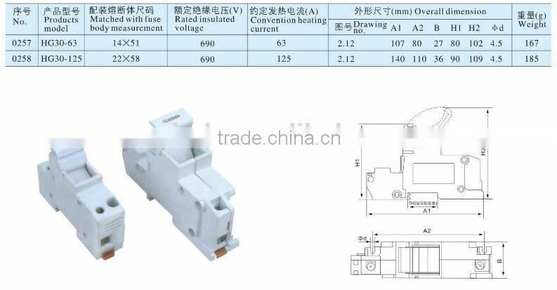 Low voltage fuse holder HG2 series