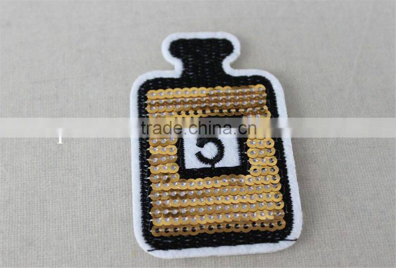 sequin material embroidery polyester hydrogel patch sew on embroidery letter patches for hat