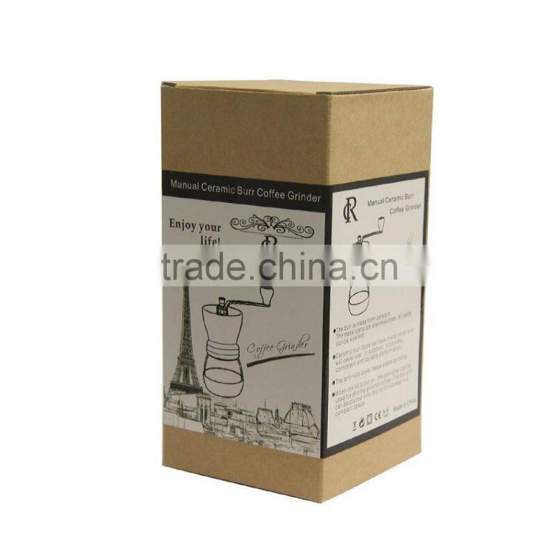 Mini Hand-Crank Coffee Bean Grinder Manual Coffee Grinding Mill 120g With Brush & Lid - Brown